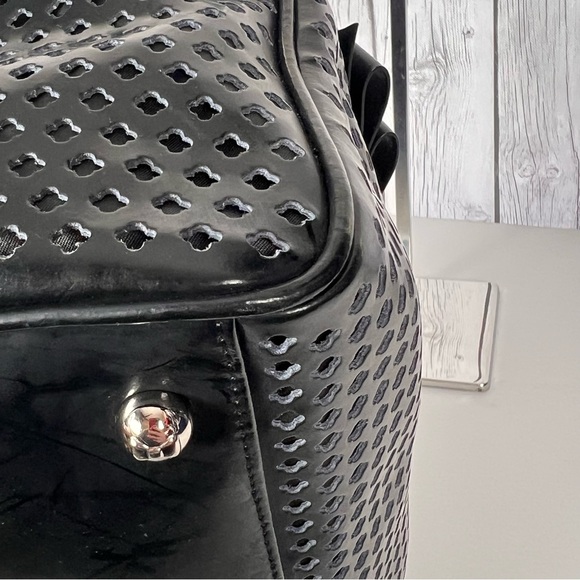My Flat in London Brighton Alexia Satchel Black Leather Rhinestone - Picture 8 of 16